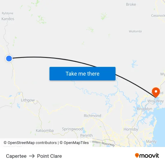 Capertee to Point Clare map