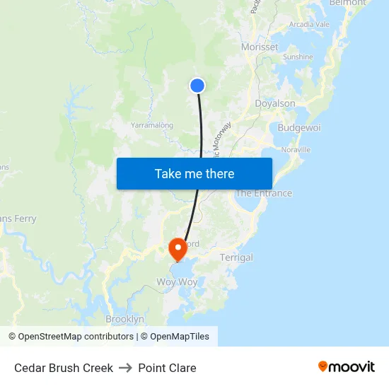 Cedar Brush Creek to Point Clare map