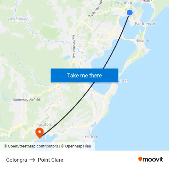 Colongra to Point Clare map