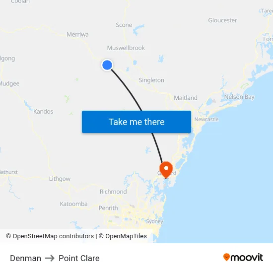 Denman to Point Clare map