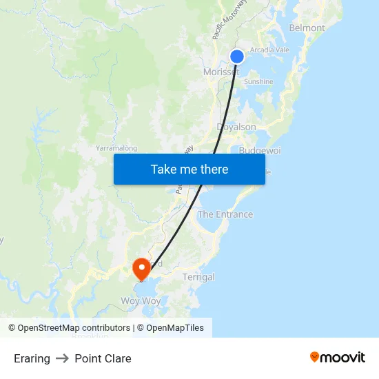 Eraring to Point Clare map