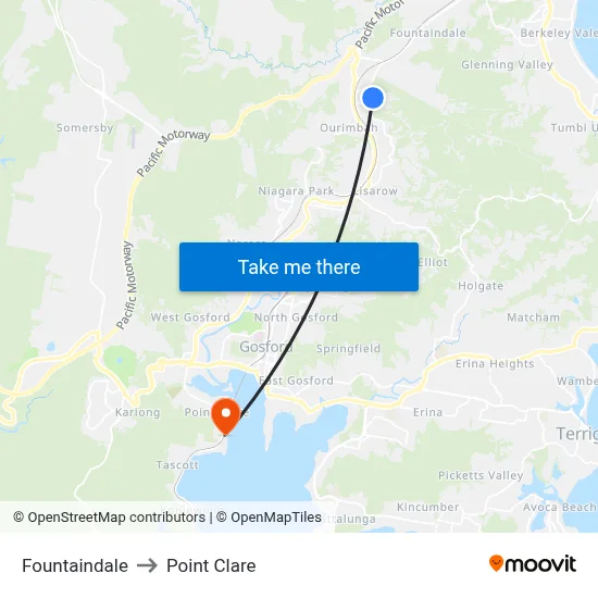 Fountaindale to Point Clare map