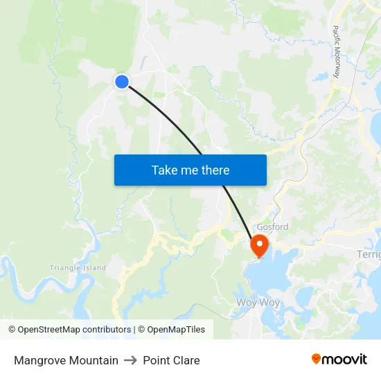 Mangrove Mountain to Point Clare map