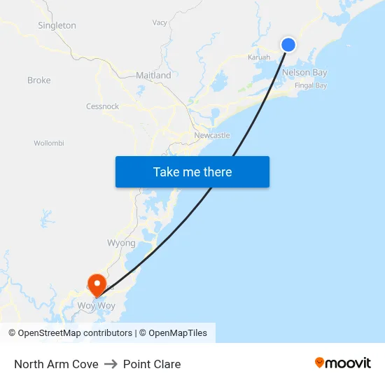 North Arm Cove to Point Clare map