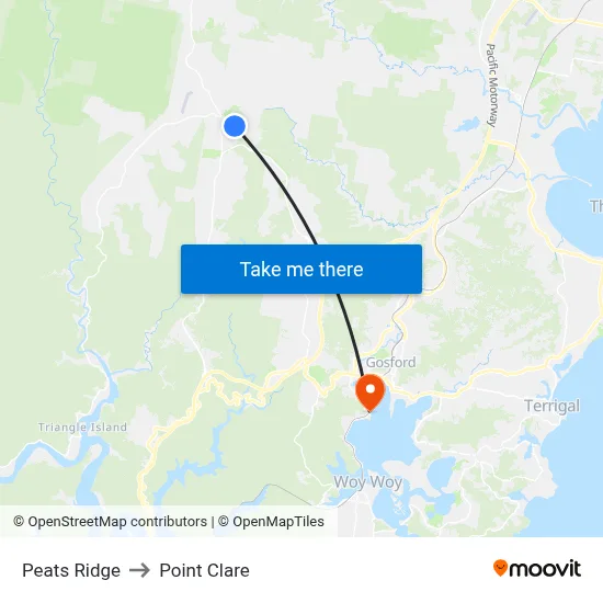 Peats Ridge to Point Clare map