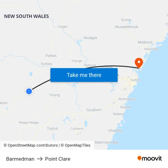 Barmedman to Point Clare map