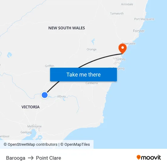 Barooga to Point Clare map