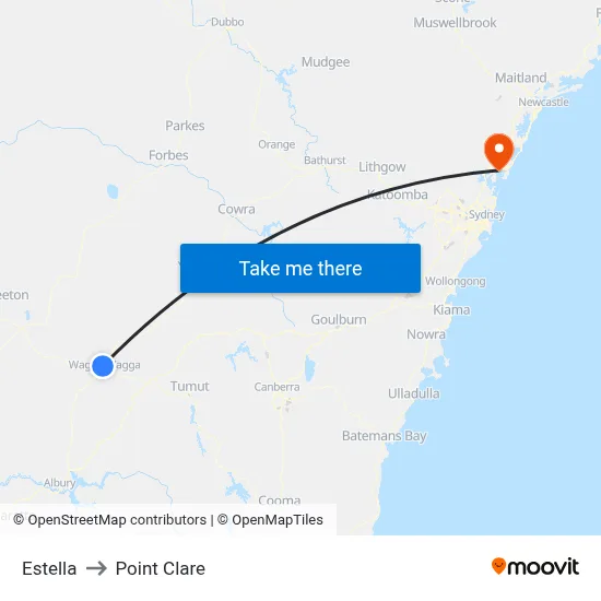Estella to Point Clare map