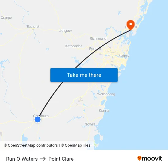 Run-O-Waters to Point Clare map