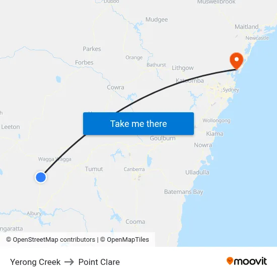 Yerong Creek to Point Clare map