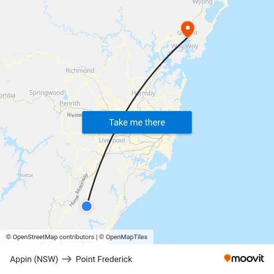 Appin (NSW) to Point Frederick map