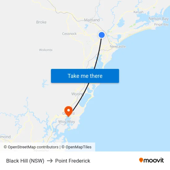 Black Hill (NSW) to Point Frederick map