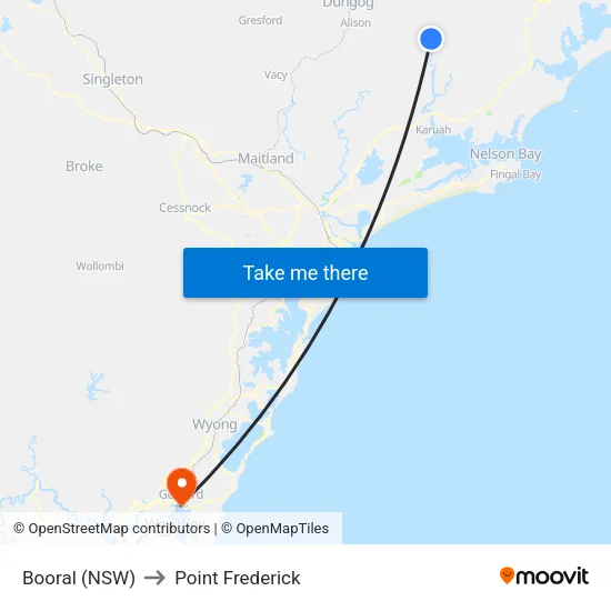Booral (NSW) to Point Frederick map