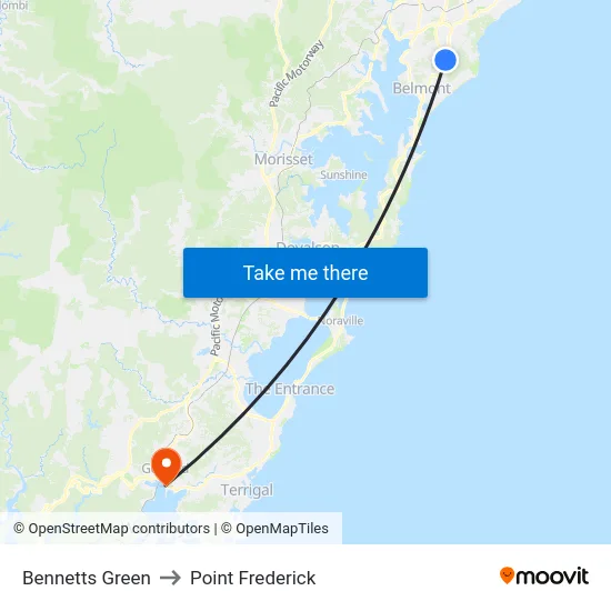 Bennetts Green to Point Frederick map