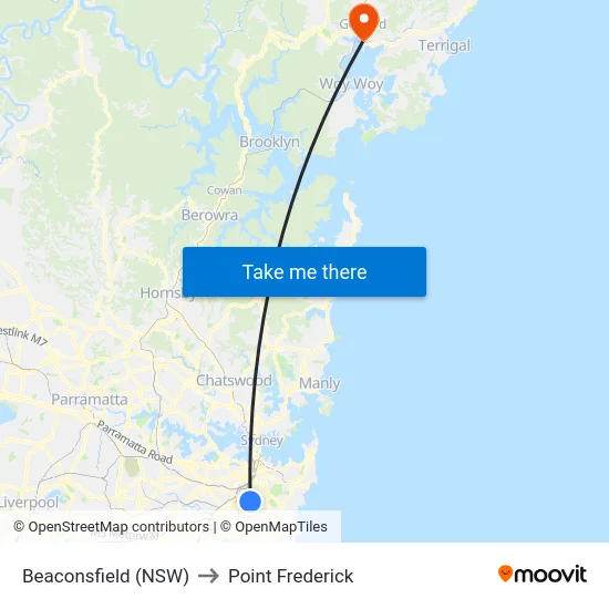 Beaconsfield (NSW) to Point Frederick map