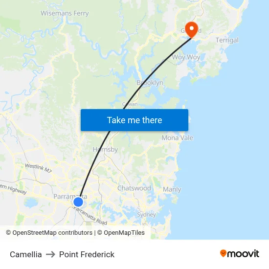 Camellia to Point Frederick map