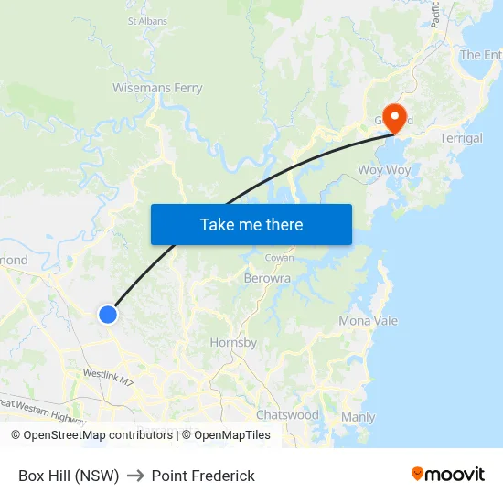 Box Hill (NSW) to Point Frederick map
