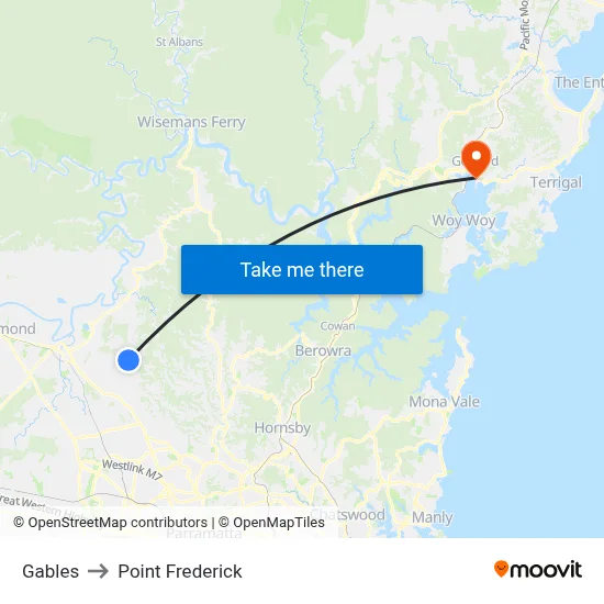 Gables to Point Frederick map