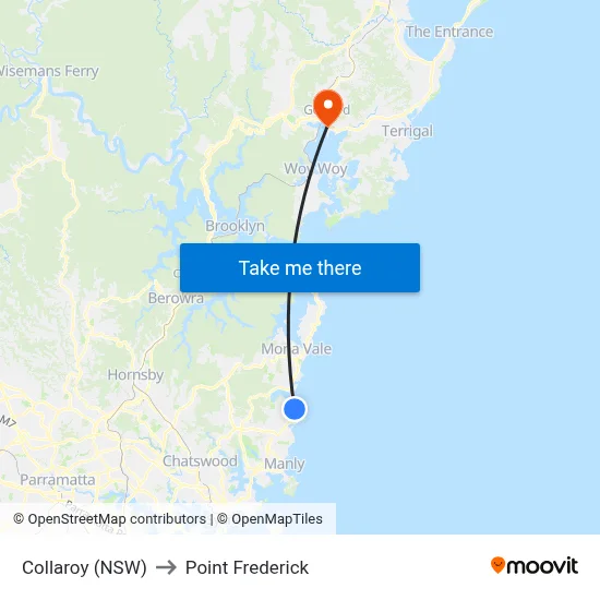 Collaroy (NSW) to Point Frederick map