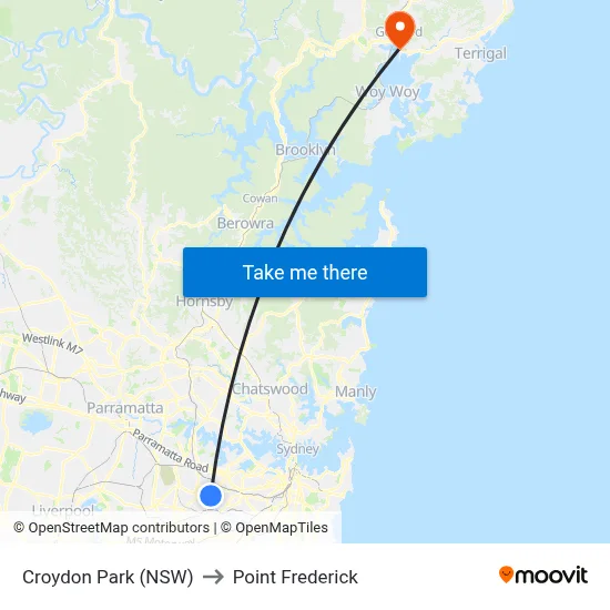 Croydon Park (NSW) to Point Frederick map