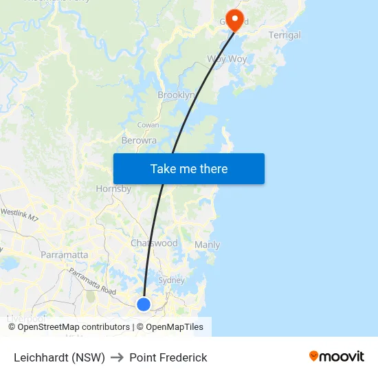 Leichhardt (NSW) to Point Frederick map