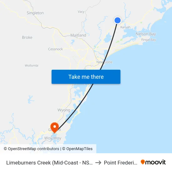 Limeburners Creek (Mid-Coast - NSW) to Point Frederick map