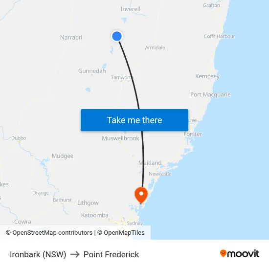 Ironbark (NSW) to Point Frederick map
