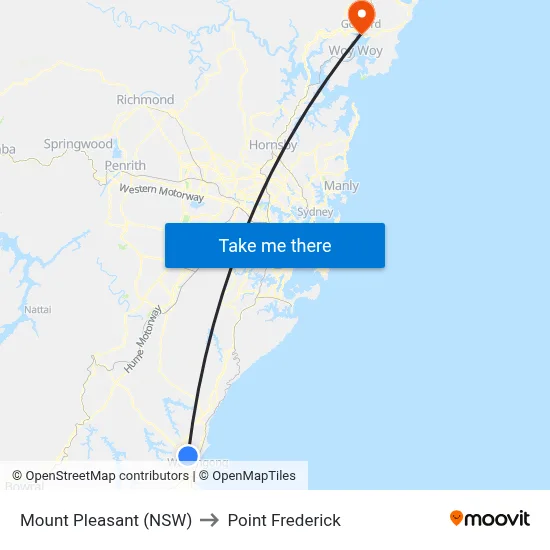 Mount Pleasant (NSW) to Point Frederick map