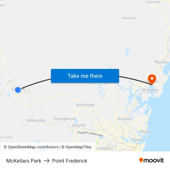 McKellars Park to Point Frederick map