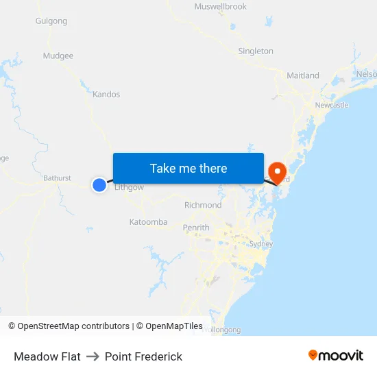 Meadow Flat to Point Frederick map