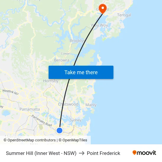Summer Hill (Inner West - NSW) to Point Frederick map
