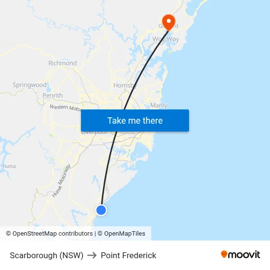 Scarborough (NSW) to Point Frederick map