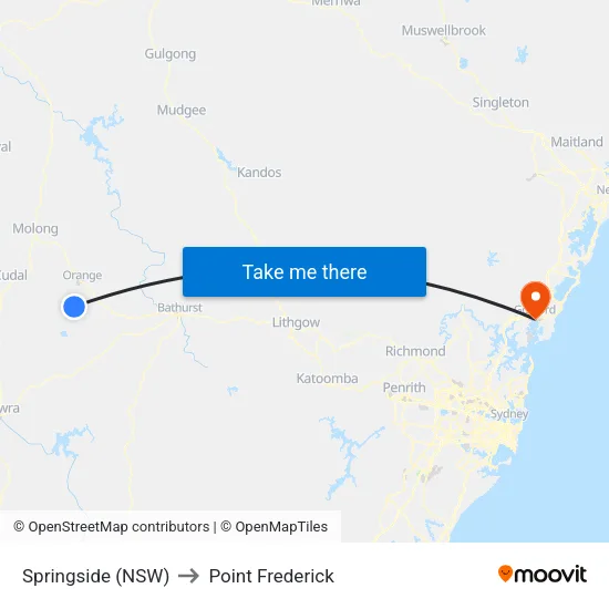 Springside (NSW) to Point Frederick map