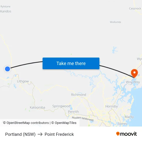 Portland (NSW) to Point Frederick map