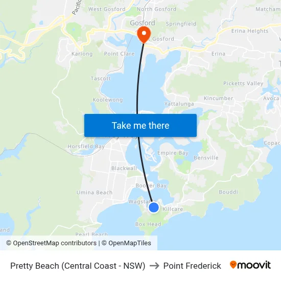 Pretty Beach (Central Coast - NSW) to Point Frederick map