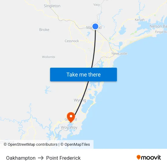 Oakhampton to Point Frederick map