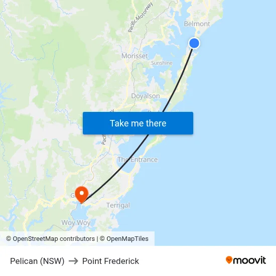Pelican (NSW) to Point Frederick map