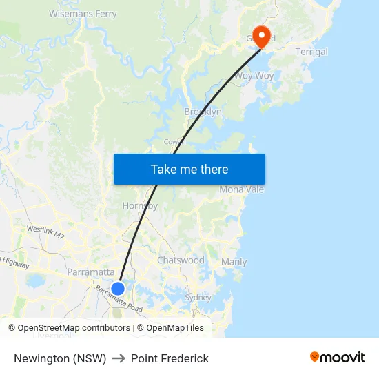 Newington (NSW) to Point Frederick map
