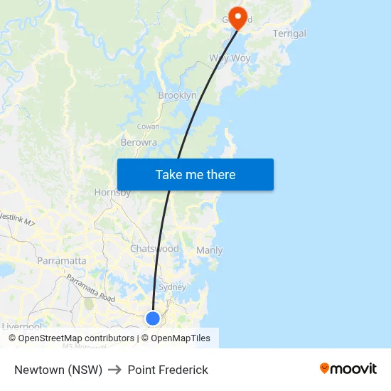 Newtown (NSW) to Point Frederick map