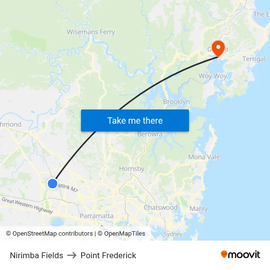Nirimba Fields to Point Frederick map