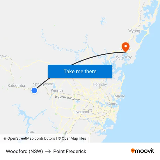 Woodford (NSW) to Point Frederick map