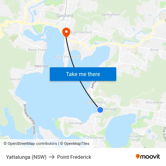 Yattalunga (NSW) to Point Frederick map