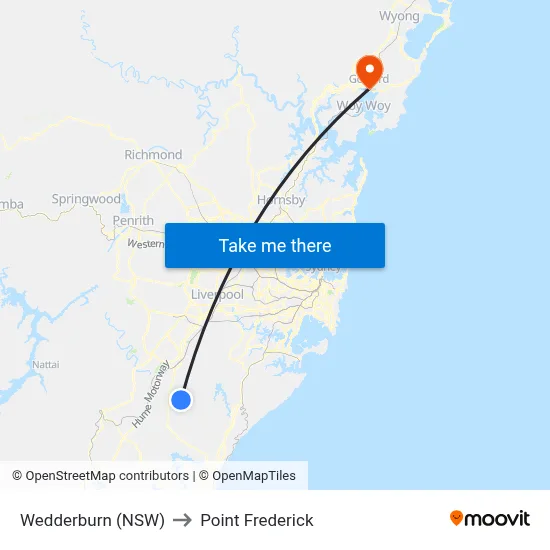 Wedderburn (NSW) to Point Frederick map