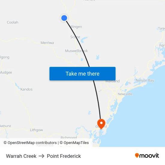 Warrah Creek to Point Frederick map