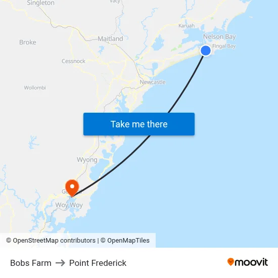 Bobs Farm to Point Frederick map