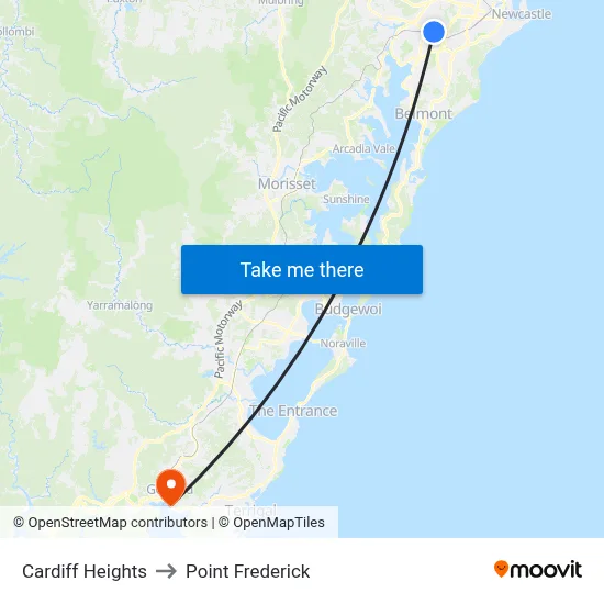 Cardiff Heights to Point Frederick map