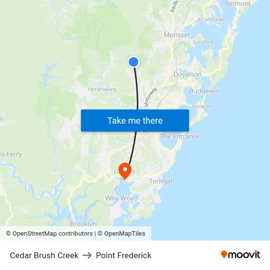 Cedar Brush Creek to Point Frederick map