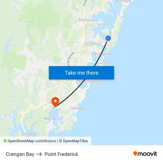 Crangan Bay to Point Frederick map