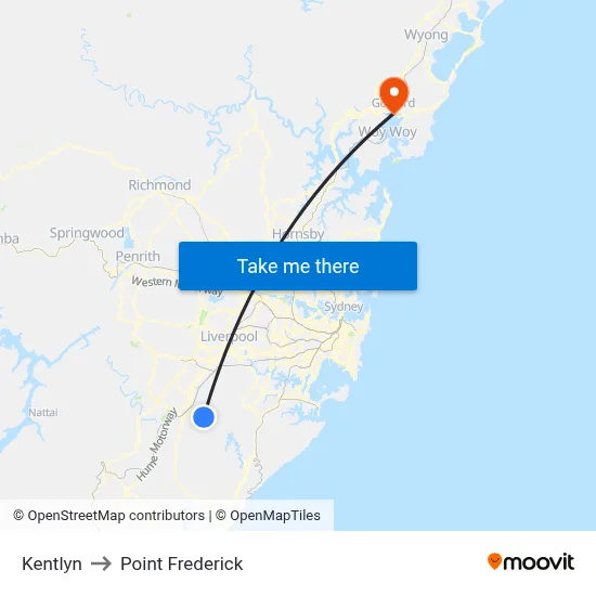 Kentlyn to Point Frederick map