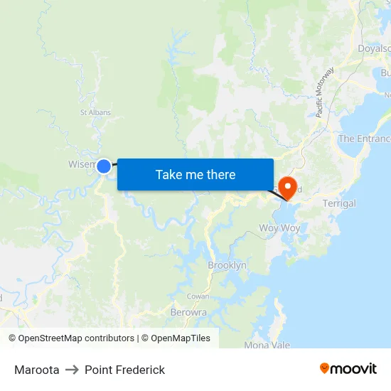 Maroota to Point Frederick map